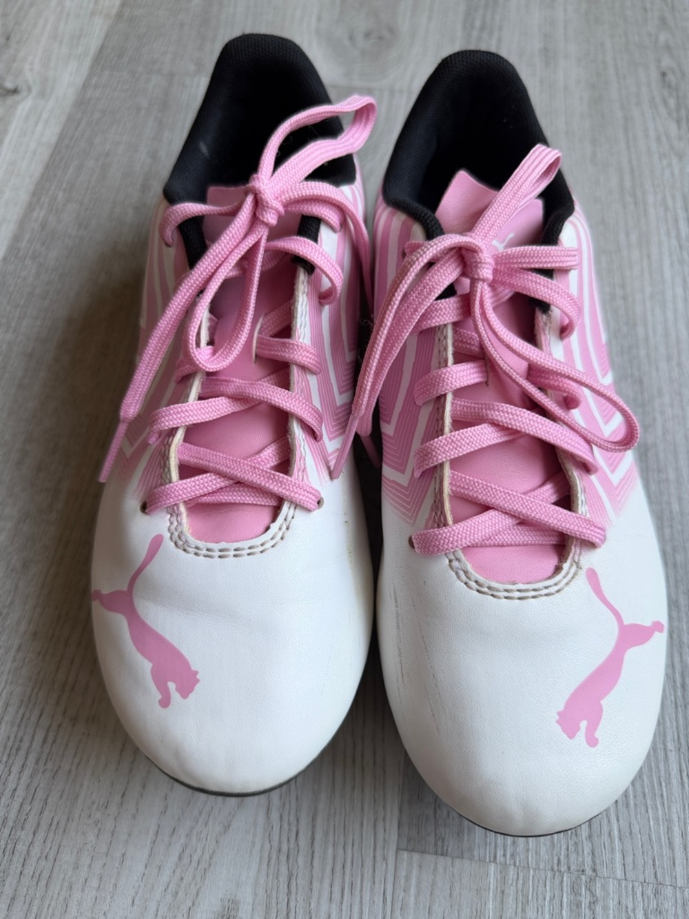 Puma Kids White and Pink Lace-Up Sneakers